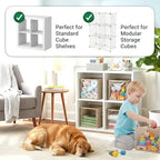 3-Pack Clear Front Storage Bins – Foldable Cube Organizers with PVC Window & Polyester Linen, Handles for Closet Shelves Nursery Toy Storage – 8×12×8 Inch (20×30×20 cm), Brown
