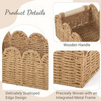 Dahey 2 Pcs Toilet Paper Storage Basket for Bathroom Woven Paper Rope Scalloped Edge Toilet Tank Basket with Handles for Organizing Over Toilet Storage Shelf Countertop Living Room Bedroom Home Decor