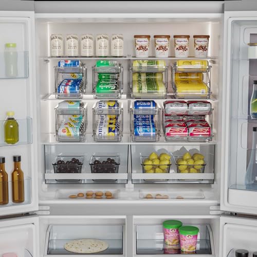 2 Pack Soda Can Dispenser for Refrigerator,Adjustable Width Soda Can Organizer,Stackable Drink Organizer for Fridge,Pantry,Cabinet,Soda Holder for Refrigerator