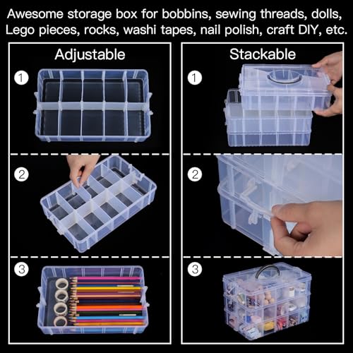 SGHUO 7-Tier Stackable Storage Container Box with 70 Compartments, Plastic Organizer Box for Arts and Crafts, Toy, Fuse Beads, Washi Tapes, Sewing Supplies - style: 7 tier