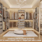 Aheaplus Closet System Set of 2, 4-9Ft Wood Closet Organizer with Drawers & Shelves, Closet Organizer System with 8 Hanging Rods, Walk-in Closets Organizer Wardrobe Closet Rack, Grey - color: Grey-2Sets