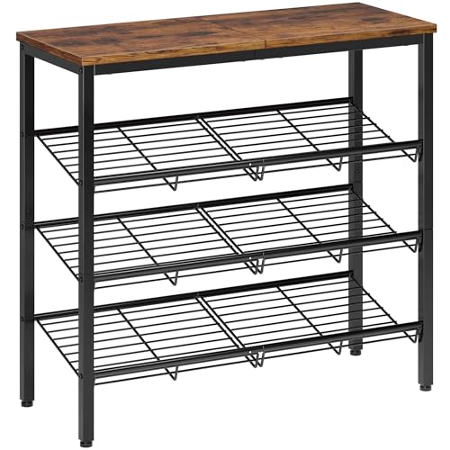 Nunsino Shoe Rack for Closet,4 Tier Shoe Organizer for Entryway,Shoe Shelf with Storage Shelves and Spacious Top,Max Holds 16 of Shoes,Rustic Brown - color: Rustic Brown, size: 4 Tier