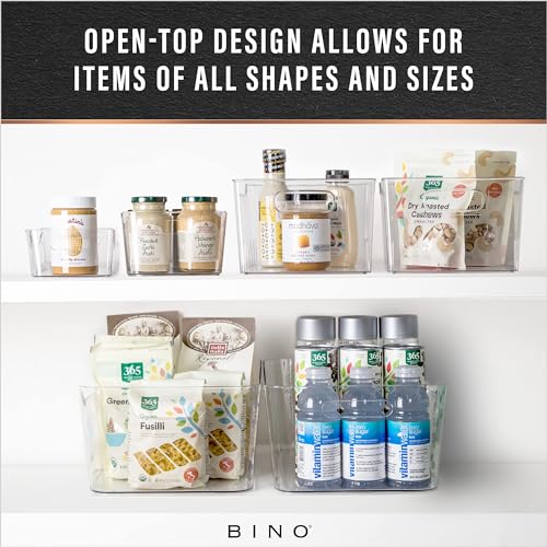 BINO | Plastic Organizer Bins, Small - 4 Pack | The SOHO Collection | Multi-Use Plastic Bin | Pantry & Freezer Organizer Bin | Storage Containers | Bins for Home & Kitchen Org - size: Small