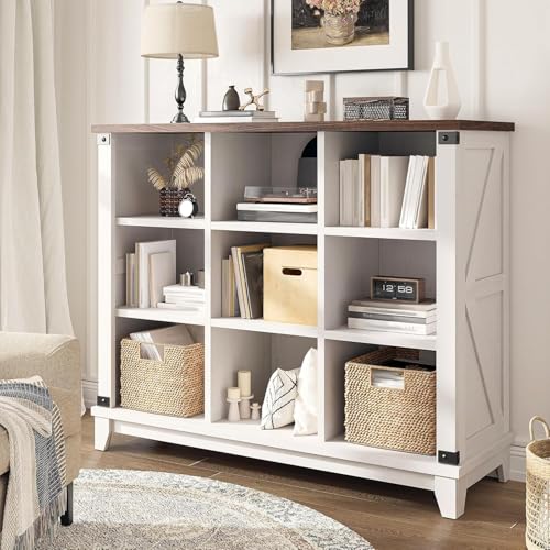 EnHomee 9 Cube Storage Organizer and Shelf, Cube Shelf with Storage,White Bookshelf for Bedroom and Home Office - color: White, size: 9 cube