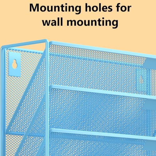 Kuntine.B 6-Tier Wall File Organizer Hanging File Organizer Cubicle Organizer Wall File Holder for Office Home (Blue, 6 Tier) - color: Blue, size: 6 Tier & No Hangers