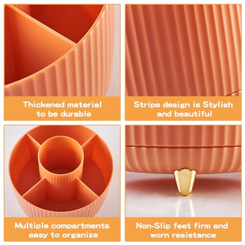 fanado 360° Rotate Makeup Brush Holder Organizer, Makeup Organizers Countertop, Makeup organization and Skincare Storage for Vanity, Desktop, Bathroom (Orange) - color: Orange