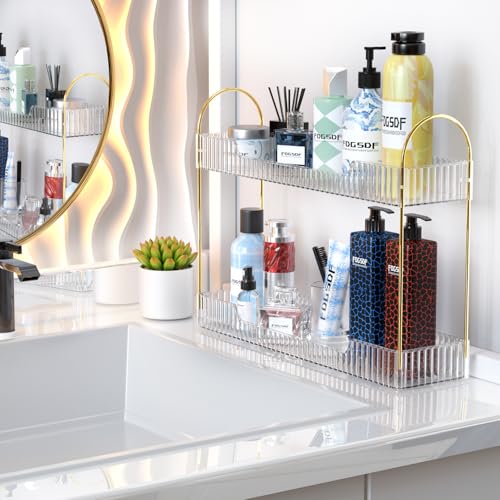 GTI Narrow Bathroom Organizers and Storage, 2 Tier Rectangle Makeup Counter Organizer, Perfume Cosmetics Skincare Vanity Organizers, Dresser Countertop Organizer for Women (Clear) - color: Clear