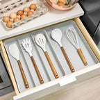 iDesign Eco Recycled Plastic Expandable Drawer Organizer Utensil Tray, Gray
