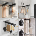 Hanging Pot Rack with 8 Hook for Cabinet 18inch Pull Out Pot and Pan organizer Adjustable Pot Racks with Sliding Rail Storage Utility Rack Used for Kitchen/Closet/Cupboard,Load 75LBS - size: 18.1 in