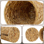 Graciadeco Stand Paper Storage with Lid Spare Extra 3 Rolls of Toilet Tissue Holder Free Standing Water Hyacinth Wciker Toilet Paper Organizer Basket for Bathroom