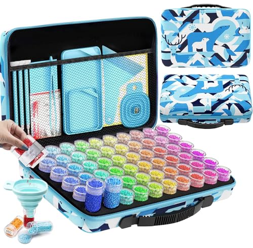 ARTDOT 60 Slots Storage Container for Diamond Art Kits for Adults,Portable Bead Storage Boxes for Diamond Painting Accessories and Tools - color: Blue, size: Medium