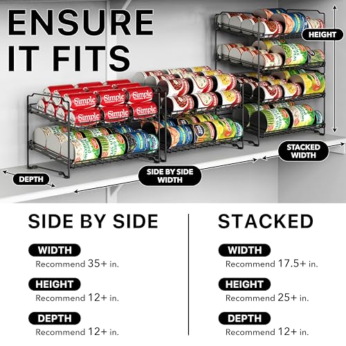 Simple Houseware 2 Tier Stackable Can Rack, Black, 2 Pack - color: Black