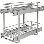 JOWBOOW (8" W x 22" D 2-Tier Narrow Cabinet Pull Out Shelves | Heavy Duty Slide Out Shelves for Kitchen Cabinets, 22 Inch Deep Under Cabinet Organizer, Chrome - size: 8 x 22 Inch