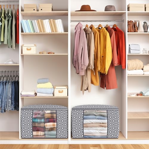 StorageTastic Direct 100L, 2 Pack, Storage Containers, Large Clothes Storage Bins Foldable Organization and Storage Bags with Reinforced Handle, Clear Window for Bedding, Blankets, Clothing, Grey - color: Grey, size: 2 x 100L