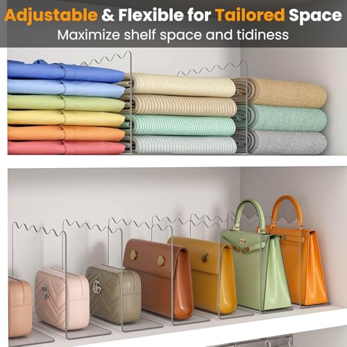 OKPOW Acrylic Shelf Dividers for Closet Organization - 10" Tall X 12" Deep Easy Installation Clothes Purses Organizer - Space-Saving Adjustable & Sturdy Clear Dividers for Wood Cabinet Shelves, 4 Pack - color: 4 Pack, size: 10" Tall X 12" Deep