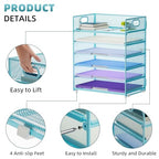 Marbrasse 2 Pack Desk Organizer with Handle, 6 Tier Paper Letter Tray, Mesh Desk File Organizer for Office, School and Home - Blue - color: 2 Pack - Blue