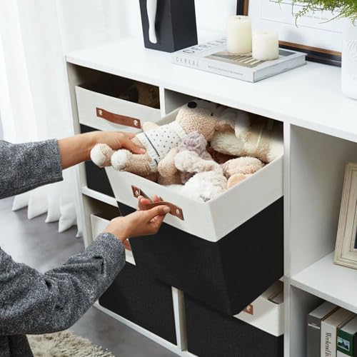DECOMOMO Cube Storage Bins | Fabric Storage Cubes Closet Organizer Cubby Bins for Shelves Cloth Nursery Decorative Storage Cubes with Handles (Black &White, 11 x 11 x 11 inch) - color: Black and White, size: Cube 11" /4pcs