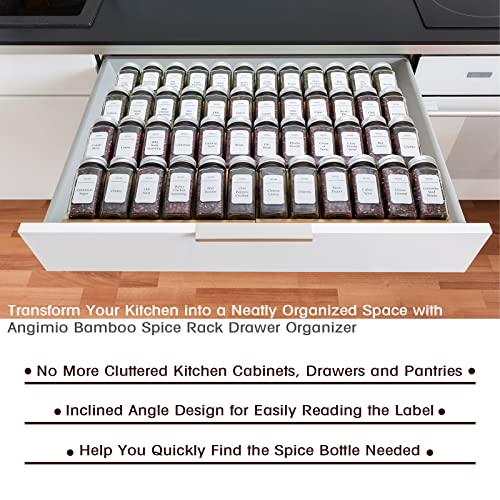 Bamboo Spice Rack Drawer Organizer - 8 Pieces Set- 11" Wide Per Piece - Combine Pieces Into 22" Wide Rack (11" or 22") - size: 22"