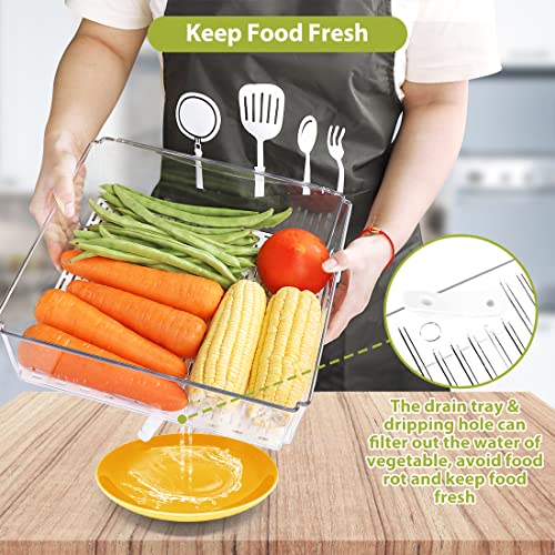 10 Pack Refrigerator Pantry Organizer Bins, Stackable Fridge Organizer Bins with Lids, Clear Plastic Food Storage Bins for Kitchen, Countertops, Cabinets, Fridge, Drinks, Fruits, Vegetable, Cereals - size: 10-PACK
