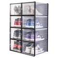 OnDisplay Clik Stackable Interlocking Shoe Box System (Medium Clear/Black, Set of 8) - color: Medium Clear/Black, size: Set of 8