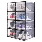 OnDisplay Clik Stackable Interlocking Shoe Box System (Medium Clear/Black, Set of 8) - color: Medium Clear/Black, size: Set of 8