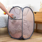 Larpur Pack of 3 Pop up Laundry Hampers, Collapsible Laundry Baskets, Portable Mesh Clothes Hampers for Home Room, College Dorm, Apartment, Foldable Hamper with Carry Handles, Gray - color: 3*Grey
