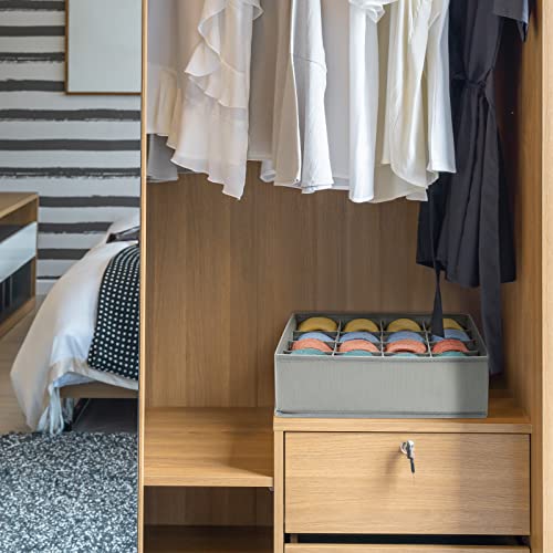 joyoldelf Sock Drawer Organizer Divider Underwear Organizer 16-cell Fabric Dresser Drawer Organizers Storage Boxes for Socks Lingerie, Handkerchiefs, Ties (Grey) - color: Grey, size: 2*16 cells