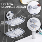 LEVERLOC Soap Dish Holder Suction Cup for Shower Wall Double Layer Drill-Free Waterproof Wall Mount Strong Suction Removable Bar Soap Sponge Holder for Bathroom Bathtub Kitchen, Chromed - style: 2 tiers Chrome