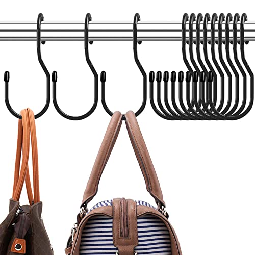 24-Pack Purse Hangers for Closet, Large 5-inch Twist Design Hooks for Bags, Purses, Handbags, Belts, Scarves, Hats - color: 24 Pack Black