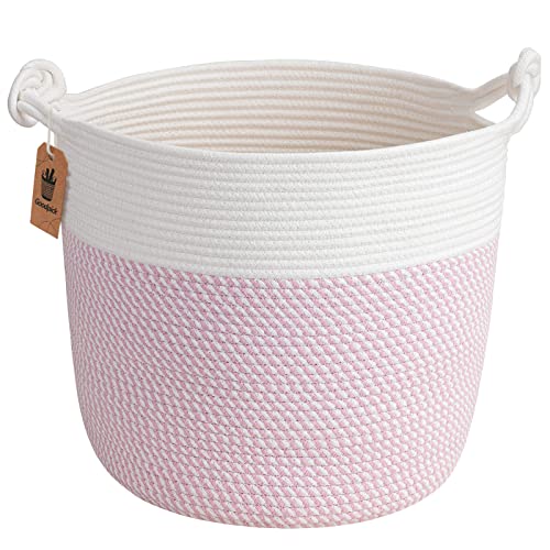 Goodpick Baby Storage Basket, Pink Laundry Basket 15 x 14.2 Inches, Toy Basket for Clothes, Nursery Basket for Toys, Soft Woven Basket for Storage, Pink - color: Pink, size: 15 × 14.2 inches