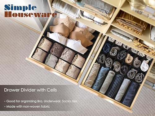 Simple Houseware Closet Underwear Organizer Drawer Divider Assorted 7 Pieces, Black - color: Black, size: 7 Pack