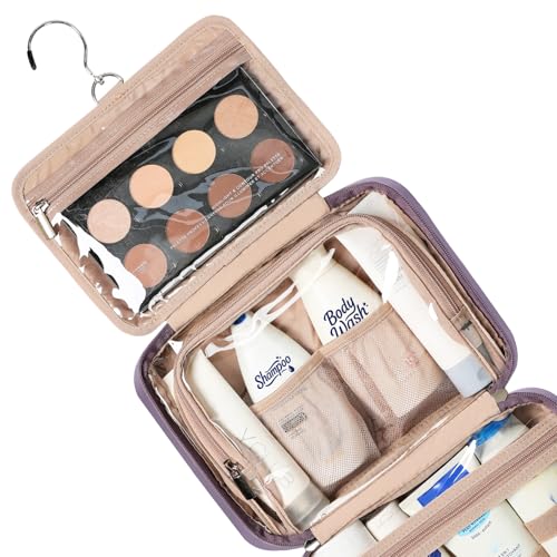 NISHEL Travel Toiletry Bag for Women, Makeup Essentials Organizer, Hanging Case for Accessories, Cosmetics, Medium Size, Purple - color: Purple, size: Medium