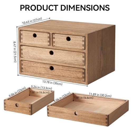 Kirigen Wood Desktop Storage Cabinet/Workspace Document Office necessity Organizer with 4 Drawers/Home,office Letter Mail Sorter with 3 levels/Hold Makeup Box (BR, 3-layer &4 drawers) Dark brown - color: Dark brown, size: 3-layer &4 drawers
