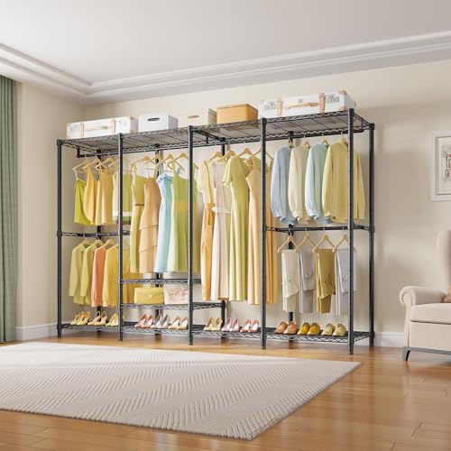 VIPEK V40 Plus Large Clothes Rack, 1300lbs Capacity Sturdy Metal Garment Rack, Clothing Rack with 6 Shelves & 4 Hang Rods, Adjustable Open Wardrobe Closet Organizer for Bedroom/Apartment/Retail, Black - color: Black, size: V40 Plus