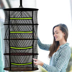 MEKOLIFE Herb Drying Rack Hanging-4 Layer, Plant Drying Rack, Bud Drying Net,Foldable Hanging Dry Rack Net with Green Zipper, Garden Shears & Hooks, for Herbs, Seeds Indoor/Outdoor (23.62") - size: 4 Layers