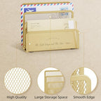Marbrasse Mail Organizer for Desk, 3-Slot Mesh Metal Mail Holder countertop, Letter Holder, Office Desktop Envelope and Document Storage Rack (Gold) - color: Gold