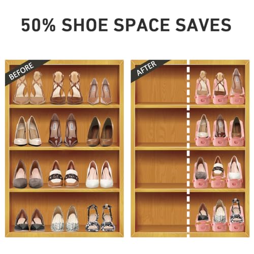 Shoe Slots Organizer 36 Pack - Shoe Organizer Space Saver 50%,Adjustable Thickening Shoe Stackers for a pair of Shoes,Shoe Storage Shoe Rack Holder for closet organization,organizador de zapatos,Pink - color: Pink, size: 36pack