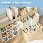 EXPERLAM Toy Storage Organizer for Kids, 9-Bin Toy Organizer with 2-Drawers, Movable Toy Chest and Top Rack, Multifunctional Kids Bookshelf and Toy Storage for Playroom, Bedroom, Nursery, White - style: White Bins