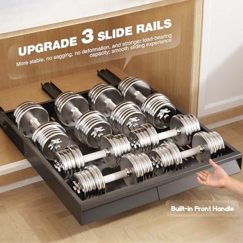 Seinloes 2 Pack Pull Out Cabinet Organizer With Raising Pad for Framed Cabinets,Expandable Width (13"-21") and Depth (17"-24"),3 Slide Rails Slide Out Drawers with Handle,No-Drill Roll Out Shelf,Black - color: Black, size: 13"-21"W x 17"-24"D(2Pack)