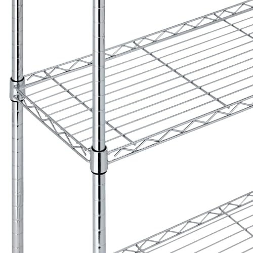 Amazon Basics 5-Shelf Adjustable Heavy Duty Steel Wire Rack, Space Saving Storage Shelving Organizer for Kitchen, Garage, No-Tool Assembly, 350 lbs Weight Capacity, 36" x 14" x 72", Chrome