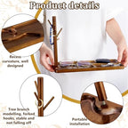 PH PandaHall Wood Key Tray for Entryway Table Key Holder Jewelry Tray for Home Decorations with Hanging Organizer Ring Bracelet Stand Tray for Watch Glasses Phone12.9x4.7x8.9 Inches, Brown