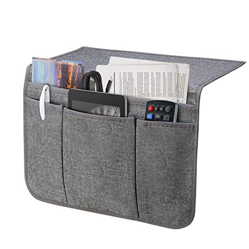 Bedside Caddy Bedside Storage Organizer Magazine Phone Tablet iPad Remote Holder, Organizer Caddy for Home College Dorm Bed, Sofa, Bunk Bed (Grey) - color: Gray