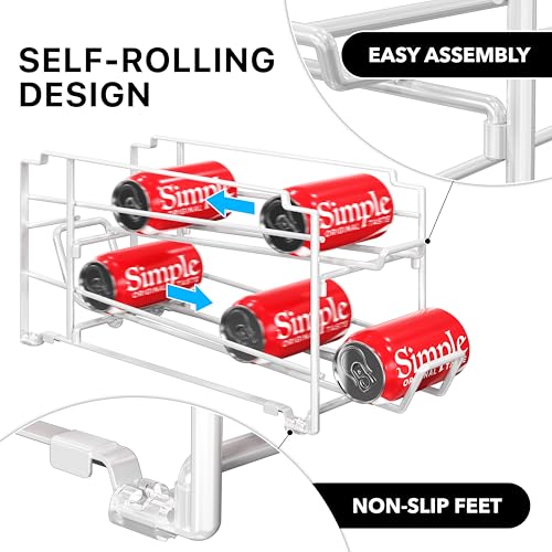 Simple Houseware Soda Can Organizer Stackable Rack Dispenser for Pantry/Refrigerator, White, 4 Pack - color: White