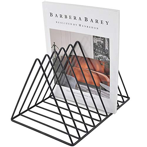 EASEPRES 9 Slot Magazine Rack Book Record Holder, Desktop Iron Storage Rack Bookshelf Multifunction Triangle File Organizer Sorter for Decor Home Office, Black Pack of 2 - color: 2 Pack Black