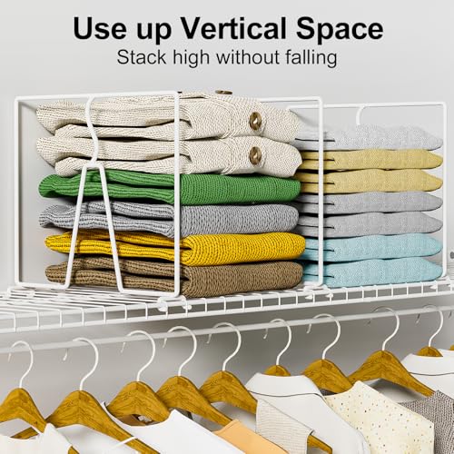 SortNStore Wire Shelf Dividers for Closet: Tall 12 Pack 12-inch Deep Wire Rack Accessories - Adjustable Purse Organizer for Clothes Handbags - Metal Pantry Separators - size: 12-Pack: Tall 10.6" x Deep 12"