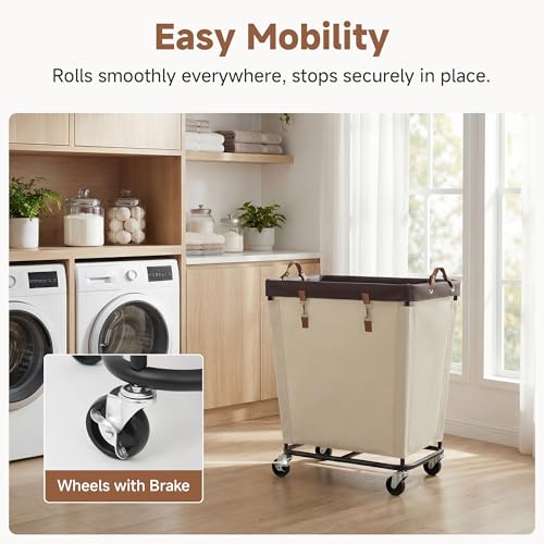 StorageWorks 210L Laundry Basket with Wheels, Extra Large Rolling Hampers for Clothing Organizer, Dirty Clothes Basket for Hotel, Home, Closet, Dorm, Beige - color: Beige, size: 210L