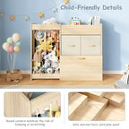 Toy Organizer and Stuffed Animals Storage, All-in-One Toy Shelf with Stuffed Animal Holder, 2 Drawers, Movable Toy Chest & Top Shelf, Solid Wood Bedroom Toy Storage Organizer - style: Burlywood+stuffed Animal Shelf