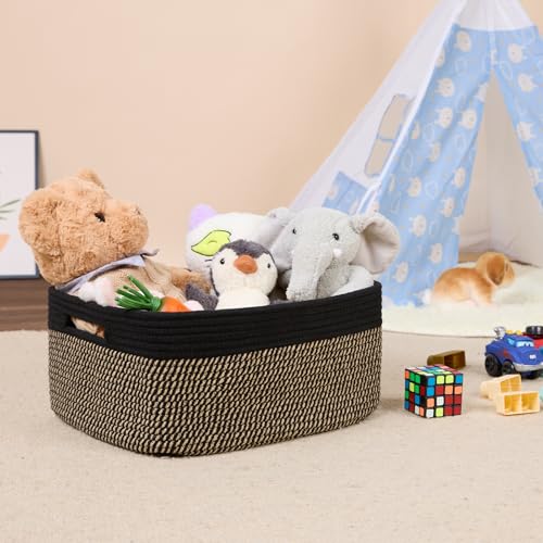 MiniArk Large Storage Baskets for Shelves, Closet Organizers Bins for Clothes Blanket Towels, Baby Nursery, Toy Baskets Box, Woven Rope Baskets, 17 x 13 x 7.5”, 2 Packs Woven Brown - color: Woven Brown, size: 2pcs-L17×W13×H7.5"