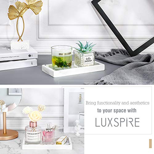 Luxspire Bathroom Vanity Tray, 8 x 4 inch Resin Dresser Jewelry Ring Dish Tank Storage Kitchen Sink Countertop Organizer Plate Holder for Perfume Soap Towel Bathroom Accessories, Mini, Gravel White - color: Gravel White, style: Mini