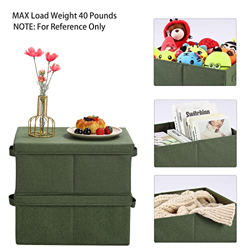 HOONEX Storage Bins with Lids for Organizing, Pack of 2, Storage Boxes with 2 Carrying Handles and Sturdy Heavy Cardboard, 16.5" L x 11.8" W x 7.5" H for Shoes, Books, Clothes, Olive - color: Olive